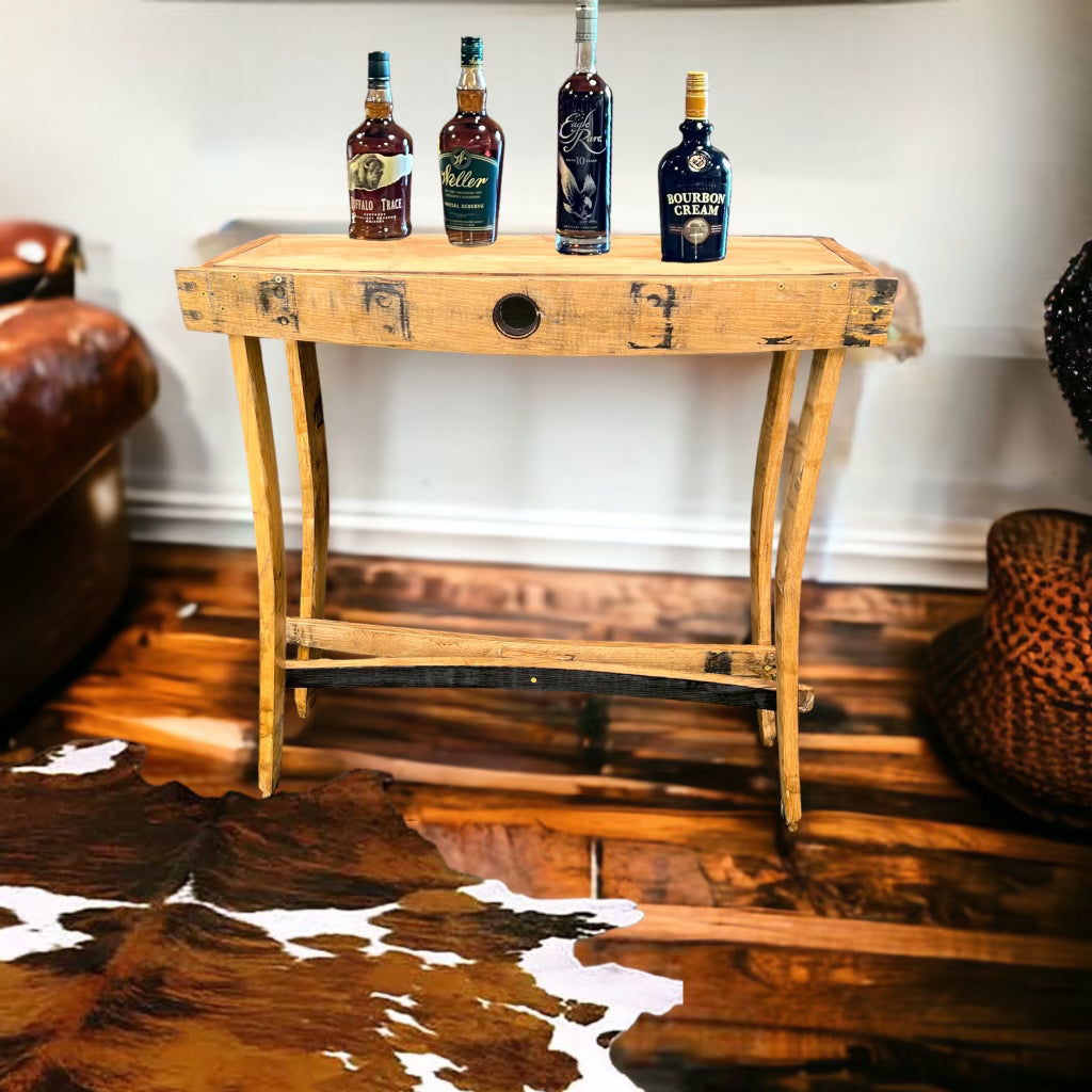 Entry way barrel stave table