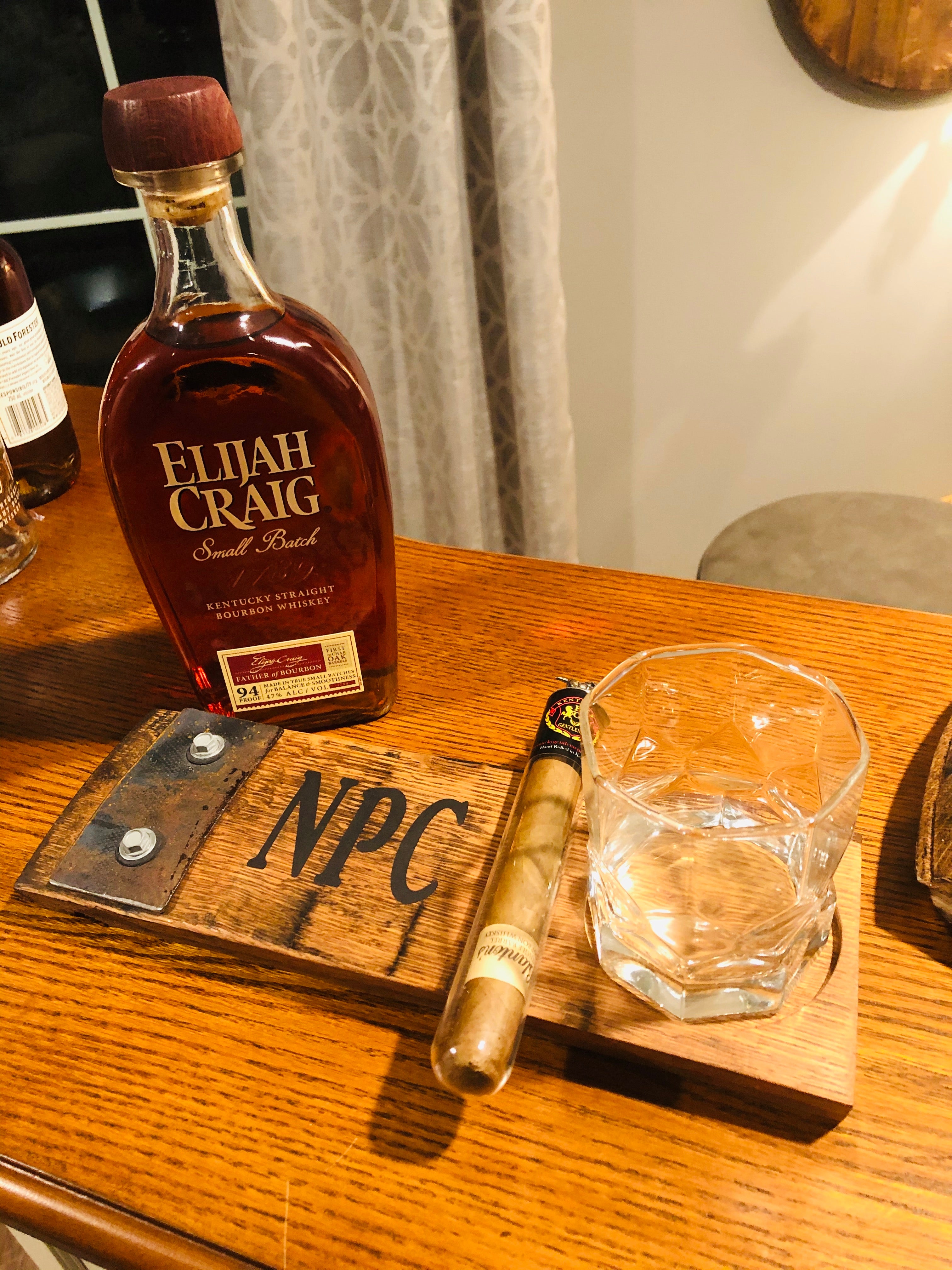 Bourbon stave cigar glass holder